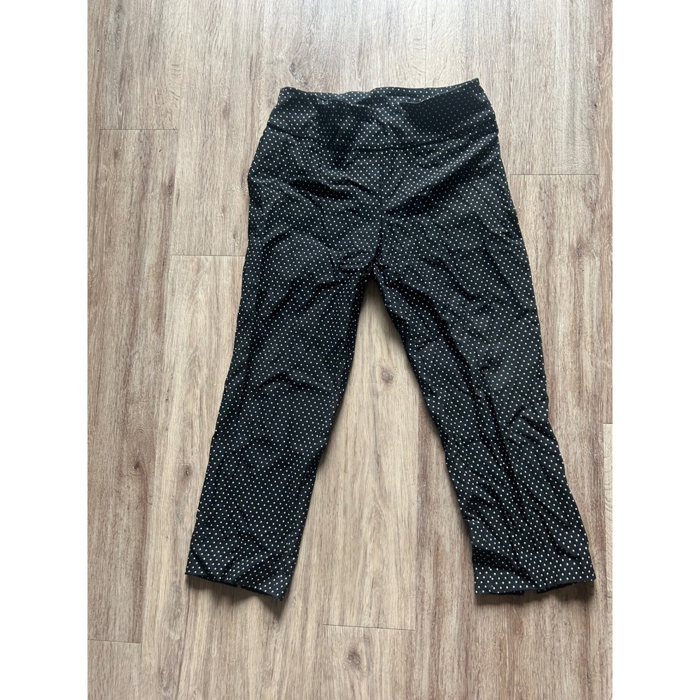 Tribal Polka Dot Cropped Pants Career‎ Casual Stretch Black White Size 10